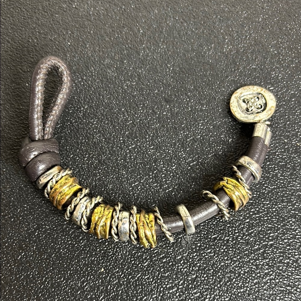 Boho Black Festival Mixed Metal Button Closure Bracelet